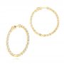 18k Yellow Gold 18k Yellow Gold Single Prong Diamond Hoop Earrings - Three-Quarter View -  103690 - Thumbnail