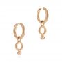 14k Rose Gold 14k Rose Gold Solid Hoop Earrings With Rondo Bead Charms - Front View -  105812 - Thumbnail