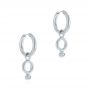 14k White Gold 14k White Gold Solid Hoop Earrings With Rondo Bead Charms - Front View -  105812 - Thumbnail