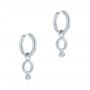  Platinum Platinum Solid Hoop Earrings With Rondo Bead Charms - Front View -  105812 - Thumbnail