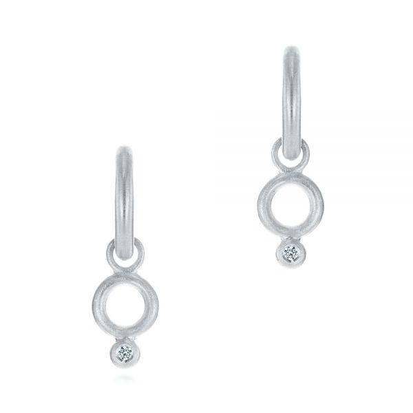  Platinum Platinum Solid Hoop Earrings With Rondo Bead Charms - Three-Quarter View -  105812