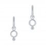 14k White Gold 14k White Gold Solid Hoop Earrings With Rondo Bead Charms - Three-Quarter View -  105812 - Thumbnail