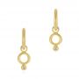 18k Yellow Gold Solid Hoop Earrings With Rondo Bead Charms - Three-Quarter View -  105812 - Thumbnail
