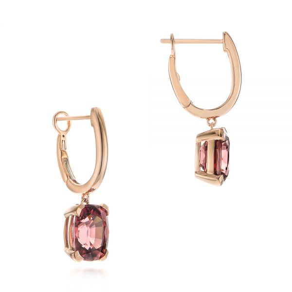 14k Rose Gold Spice Zircon Drop Earrings - Front View - 105336