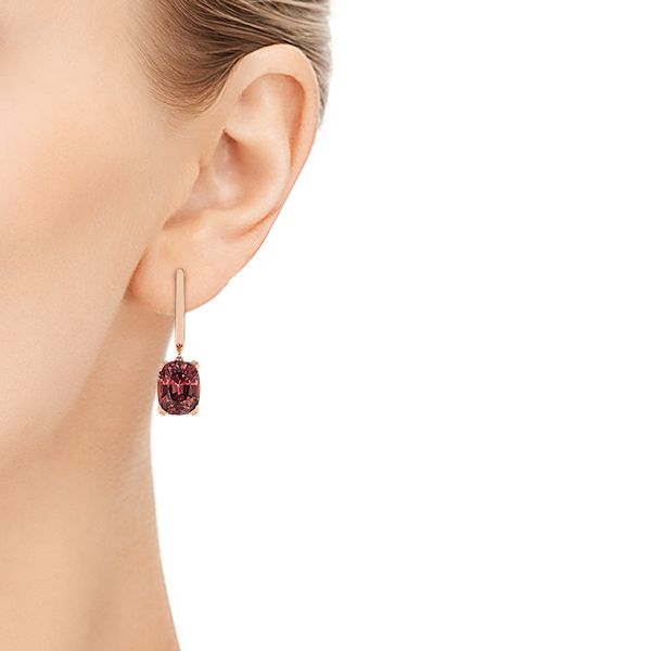 14k Rose Gold Spice Zircon Drop Earrings - Hand View -  105336