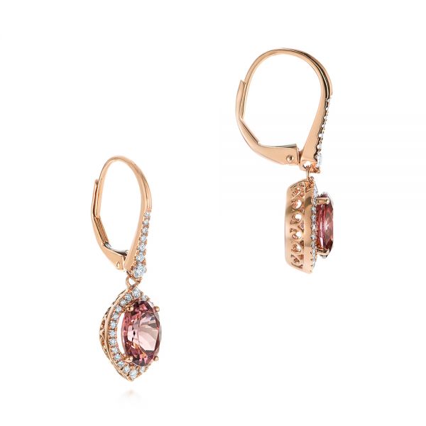 18k Rose Gold 18k Rose Gold Spice Zircon Lever Back Earrings - Front View -  105338