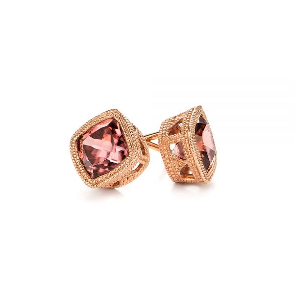 14k Rose Gold Spice Zircon Stud Earrings - Front View -  106003