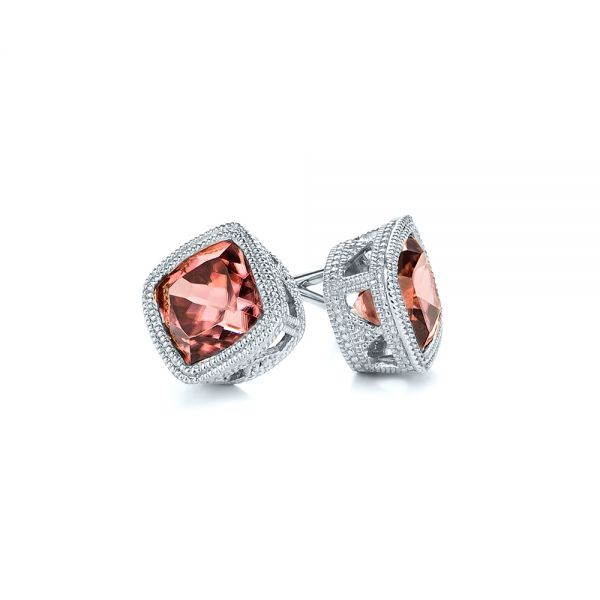 14k White Gold 14k White Gold Spice Zircon Stud Earrings - Front View -  106003