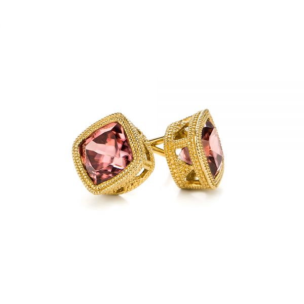 14k Yellow Gold 14k Yellow Gold Spice Zircon Stud Earrings - Front View - 106003