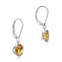 14k White Gold Square Checkerboard Citrine Drop Earrings - Front View -  100506 - Thumbnail
