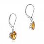  Platinum Platinum Square Checkerboard Citrine Drop Earrings - Front View -  100506 - Thumbnail