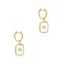 14k Yellow Gold Square Sapphire Crystal Diamond Drop Earrings - Front View -  107988 - Thumbnail