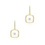 14k Yellow Gold Square Sapphire Crystal Diamond Drop Earrings - Three-Quarter View -  107988 - Thumbnail