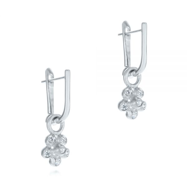 14k White Gold 14k White Gold Star Flower Diamond Drop Earrings - Front View -  105813