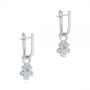 18k White Gold 18k White Gold Star Flower Diamond Drop Earrings - Front View -  105813 - Thumbnail