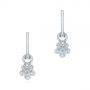 18k White Gold 18k White Gold Star Flower Diamond Drop Earrings - Three-Quarter View -  105813 - Thumbnail