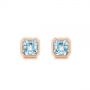 18k Rose Gold 18k Rose Gold Step Cut Aquamarine Stud Earrings - Three-Quarter View -  106036 - Thumbnail
