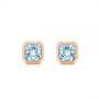 18k Rose Gold Step Cut Aquamarine Stud Earrings