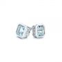 18k White Gold 18k White Gold Step Cut Aquamarine Stud Earrings - Front View -  106036 - Thumbnail