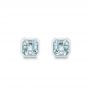 14k White Gold Step Cut Aquamarine Stud Earrings - Three-Quarter View -  106036 - Thumbnail