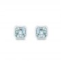  Platinum Platinum Step Cut Aquamarine Stud Earrings - Three-Quarter View -  106036 - Thumbnail