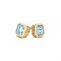 18k Yellow Gold 18k Yellow Gold Step Cut Aquamarine Stud Earrings - Front View -  106036 - Thumbnail