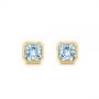 18k Yellow Gold 18k Yellow Gold Step Cut Aquamarine Stud Earrings - Three-Quarter View -  106036 - Thumbnail
