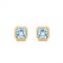 18k Yellow Gold Step Cut Aquamarine Stud Earrings