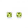14k White Gold 14k White Gold Step Cut Peridot Stud Earrings - Three-Quarter View -  106035 - Thumbnail