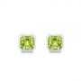 18k White Gold 18k White Gold Step Cut Peridot Stud Earrings - Three-Quarter View -  106035 - Thumbnail