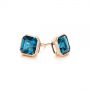 14k Rose Gold 14k Rose Gold Step-cut London Blue Topaz Stud Earrings - Front View -  105997 - Thumbnail