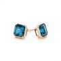 18k Rose Gold 18k Rose Gold Step-cut London Blue Topaz Stud Earrings - Front View -  105997 - Thumbnail