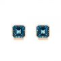 14k Rose Gold 14k Rose Gold Step-cut London Blue Topaz Stud Earrings - Three-Quarter View -  105997 - Thumbnail