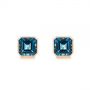 18k Rose Gold Step-cut London Blue Topaz Stud Earrings