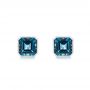 14k White Gold Step-cut London Blue Topaz Stud Earrings