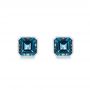  Platinum Step-cut London Blue Topaz Stud Earrings