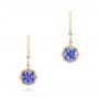 18k Yellow Gold 18k Yellow Gold Tanzanite Leverback Earrings - Three-Quarter View -  102516 - Thumbnail