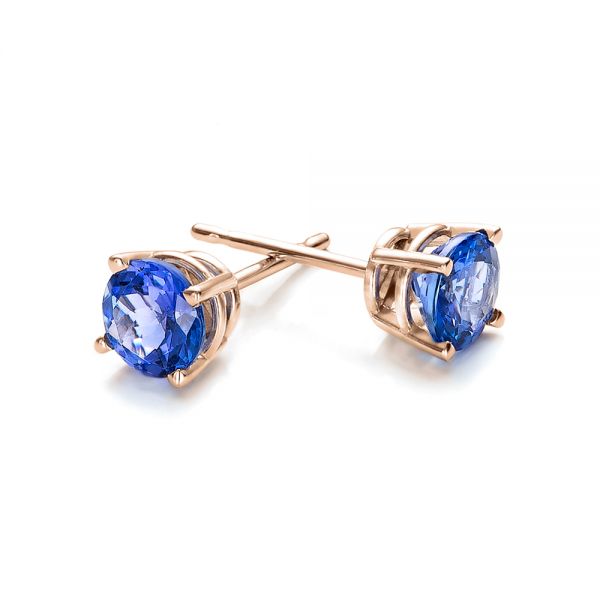 18k Rose Gold 18k Rose Gold Tanzanite Stud Earrings - Front View -  100947