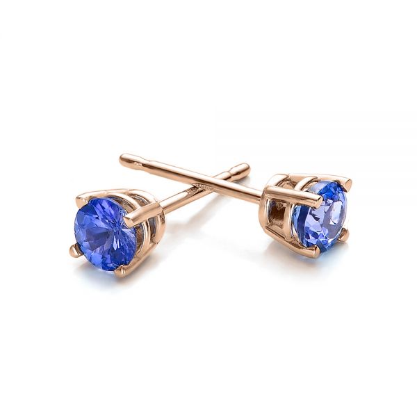 14k Rose Gold 14k Rose Gold Tanzanite Stud Earrings - Front View -  100948