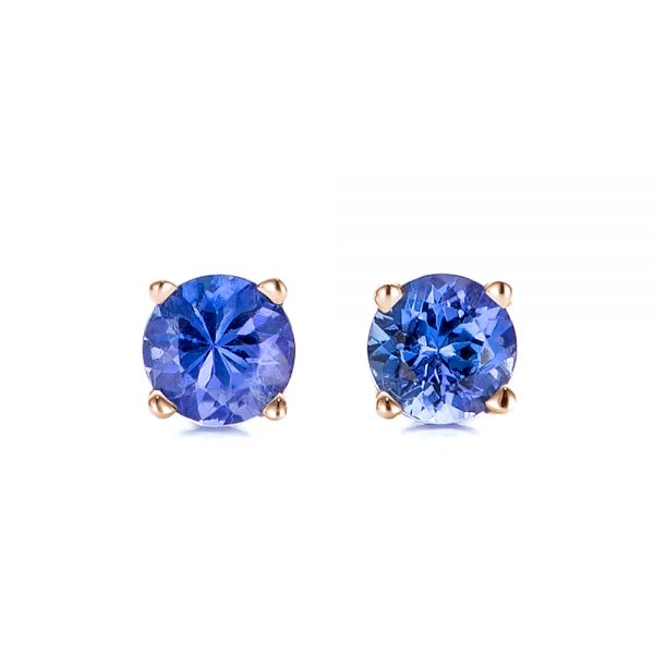 14k Rose Gold 14k Rose Gold Tanzanite Stud Earrings - Three-Quarter View -  100948