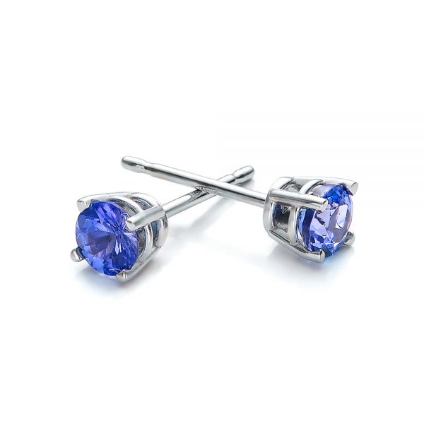 14k White Gold Tanzanite Stud Earrings - Front View -  100948