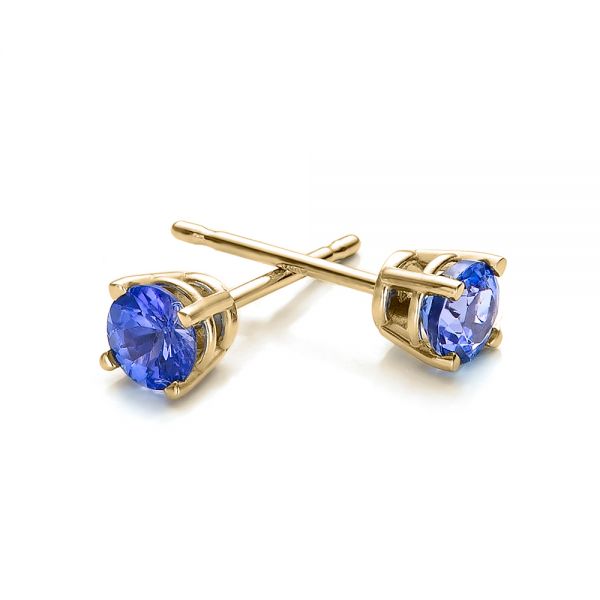 18k Yellow Gold 18k Yellow Gold Tanzanite Stud Earrings - Front View - 100948