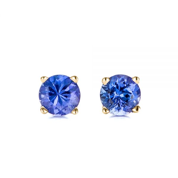 14k Yellow Gold 14k Yellow Gold Tanzanite Stud Earrings - Three-Quarter View -  100948