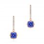 14k Rose Gold Tanzanite And Diamond Earrings - Three-Quarter View -  105017 - Thumbnail