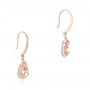 14k Rose Gold Tear Drop Morganite And Diamond Halo Earrings - Front View -  102530 - Thumbnail