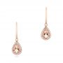 14k Rose Gold Tear Drop Morganite And Diamond Halo Earrings - Three-Quarter View -  102530 - Thumbnail