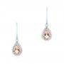 18k White Gold Tear Drop Morganite And Diamond Halo Earrings