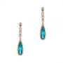 14k Rose Gold 14k Rose Gold Teardrop Blue Topaz And Diamond Drop Earrings - Three-Quarter View -  105429 - Thumbnail