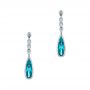 14k White Gold Teardrop Blue Topaz And Diamond Drop Earrings - Three-Quarter View -  105429 - Thumbnail