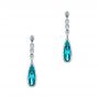 18k White Gold 18k White Gold Teardrop Blue Topaz And Diamond Drop Earrings - Three-Quarter View -  105429 - Thumbnail